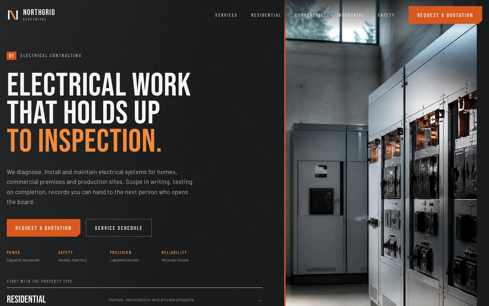 Electrical Contractor website design shown on a laptop and iPhone