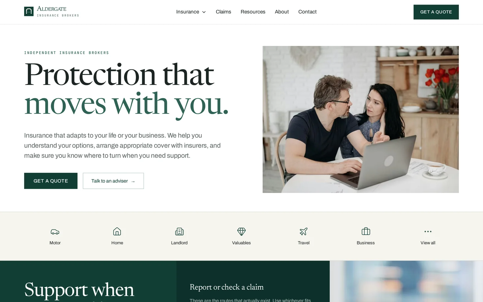 Insurance Brokerage website design shown on a laptop and iPhone