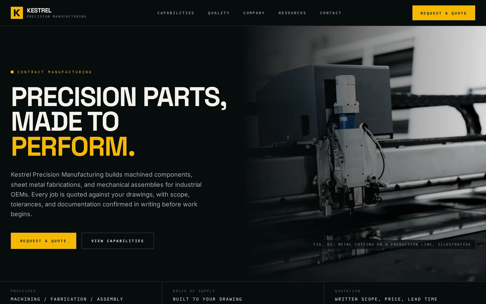 Manufacturing website design shown on a laptop and iPhone
