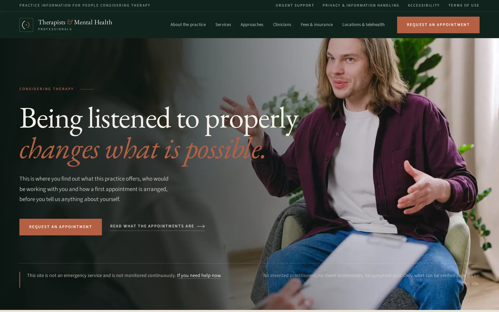 Therapy & Mental Health website design shown on a laptop and iPhone