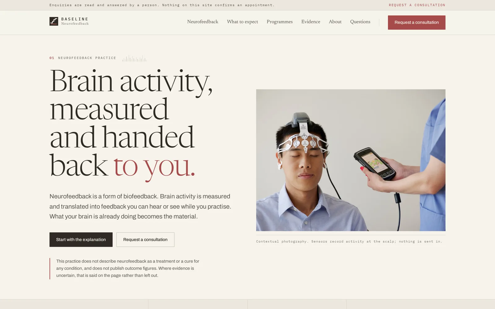 Neurofeedback Practice website design shown on a laptop and iPhone