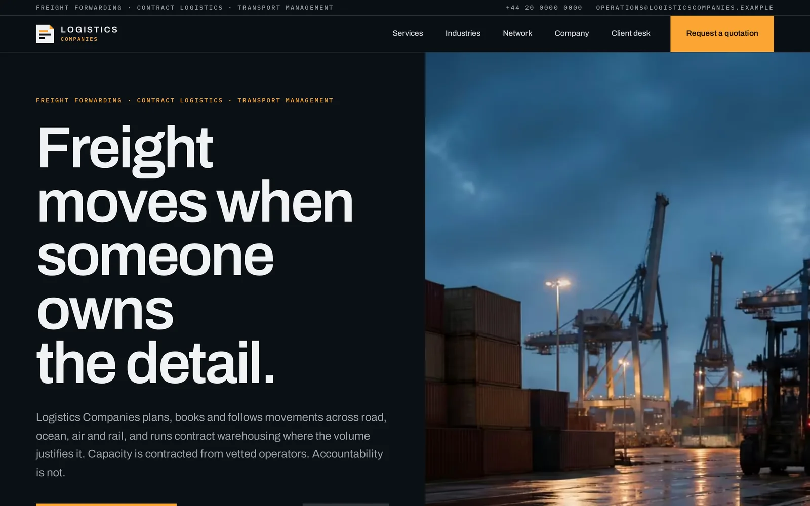 Logistics Company website design shown on a laptop and iPhone